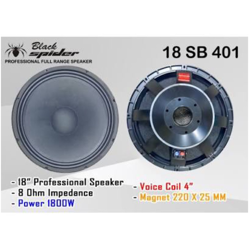 Komponen Subwoofer BLACK SPIDER Speaker 18SB 401 Black spider 18 SB401 Blackspider subwofer isi spea