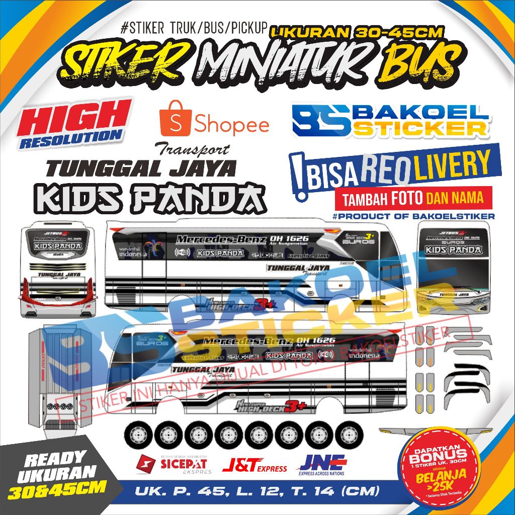 

[ NEW ] STIKER MINIATUR BUS PO. TUNGGAL JAYA UK. 30-45cm #1
