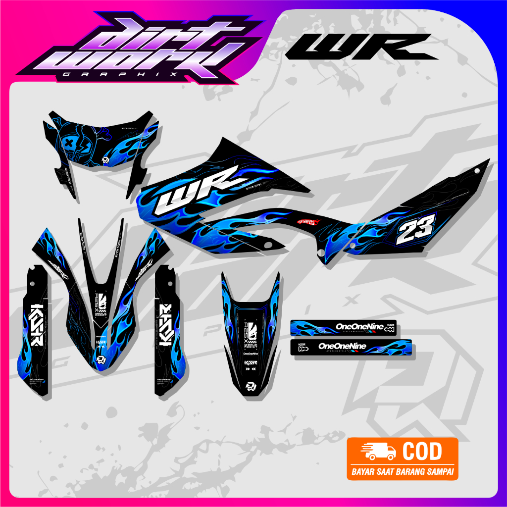 DECAL FULLBODY YAMAHA WR 155 MOTIF API KEREN HOLOGRAM DECAL MOTOR WR 155