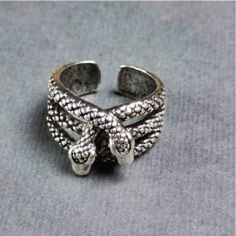 Cincin Retro Punk RingSkull Ular Berkepala Dua
