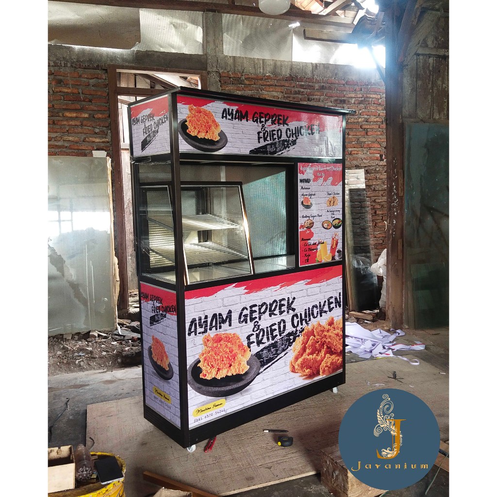 Rombong aluminium / Gerobak aluminium / Gerobak fried chicken / Gerobak ayam geprek
