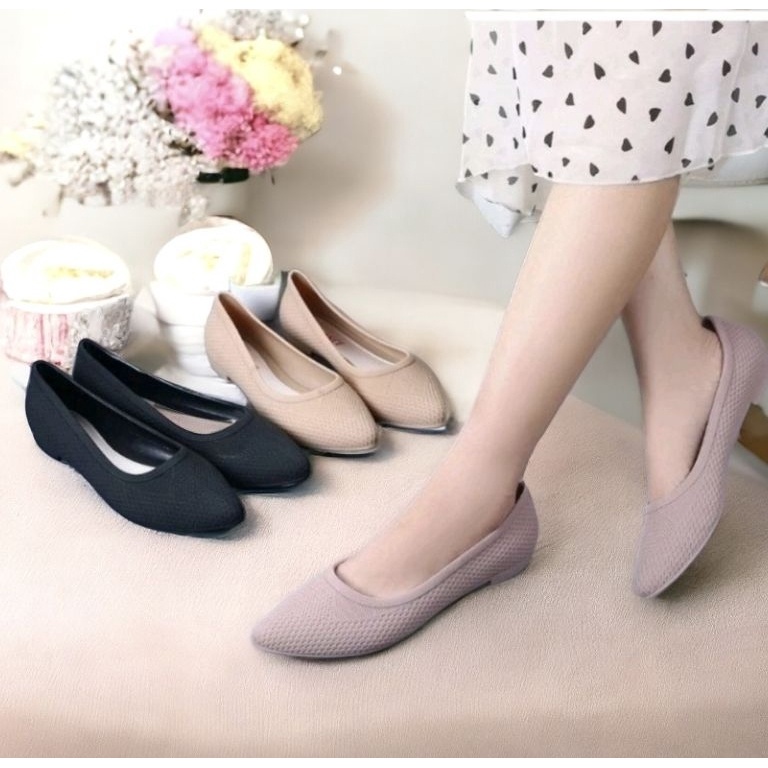 Paling Disukai Sepatu Jelly Flat Karet Wanita Teplek Tanpa Hak 695 Terlaris