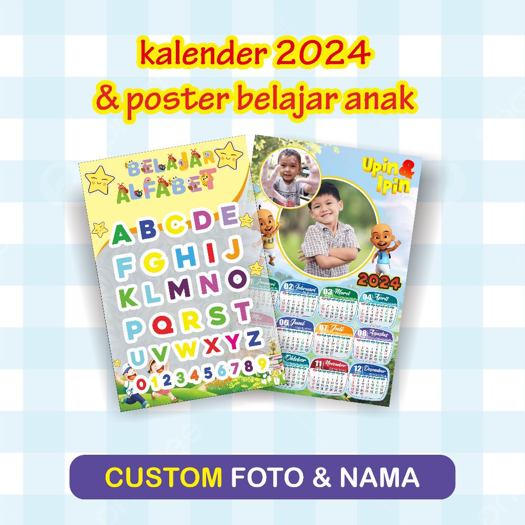 

Cetak kalender 2024 custom foto dan nama + klem kalender