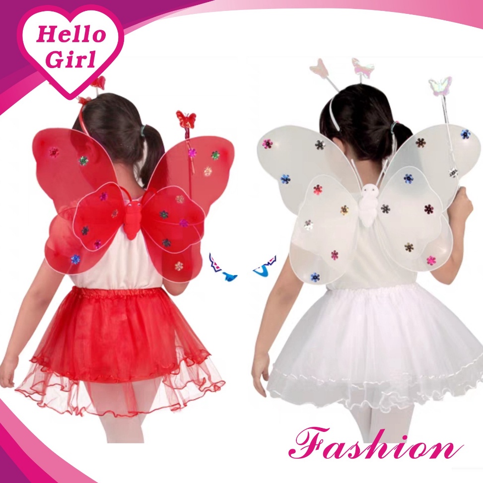 Hot Item Hello GirlB1 Kostum Anak Anak Rok SayapTongkat Dan Rok Tutu Model Kupu KupuButterfly Costum