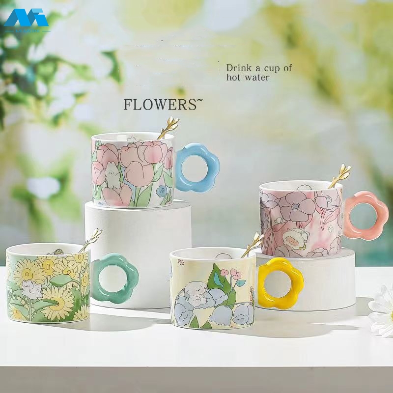 

2Xbtygneal Sakha Snack ) Gelas Mug Tulip Motif Lukis Bunga Estetik Korea Aesthetic