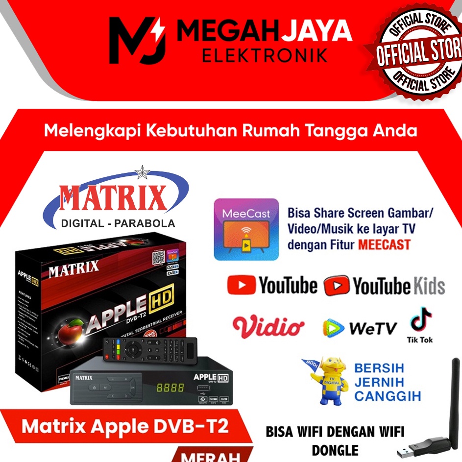 COD SET TOP BOX TV MATRIX APPLE MERAH  BURGER STB DVB T2 YOUTUBE TV DIGITAL  PENERIMA SIARAN TV DIGI