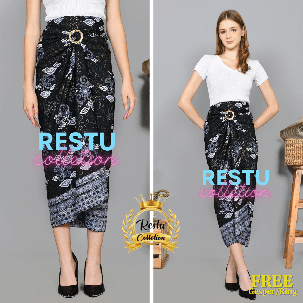 Rok lilit batik / rok lilit batik kain lilit Premium / lilit batik modern / Motif Megamendung Silver