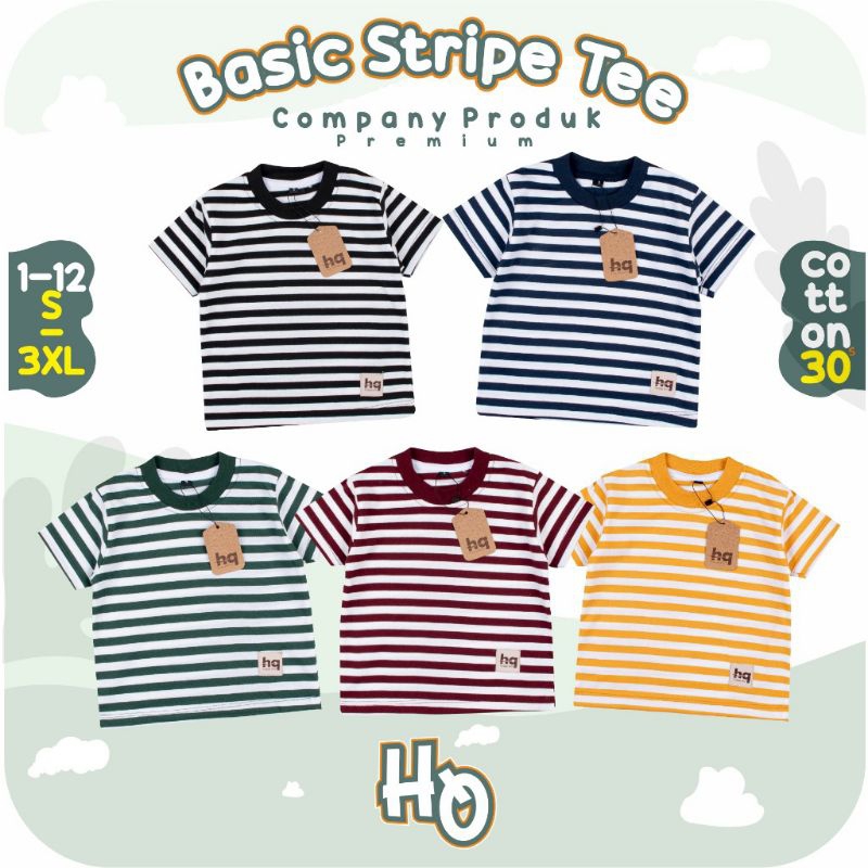 kaos anak salur stripe laki-laki perempuan 1-12 tahun dominan garis