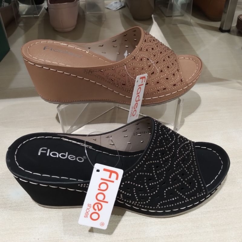 FLADEO SANDAL WEDGES HAK 7CM WANITA RINGAN EMPUK NYAMAN DI PAKEK & ORI SIZE 36-40