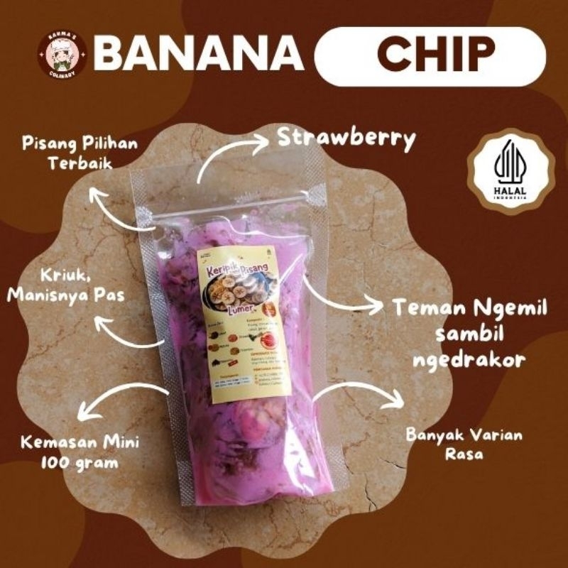 

Keripik Pisang Lumer Strawberry/Banana Chips/ Stroberi/100g