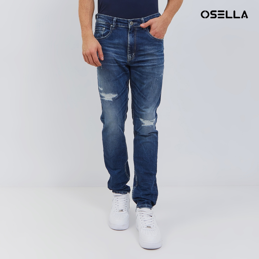 Osella Thomas Slim Fit Jeans In Medium Indigo Blue 208O4002A2 | Celana Jeans Panjang Pria