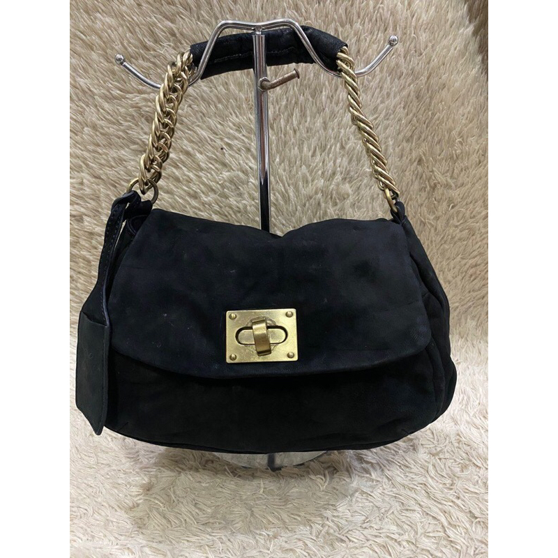 preloved tas zara shoulder bag chain rantai hitam