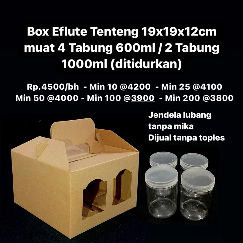 

Box Eflute Tenteng 19x19x12cm muat 4 Tabung 600ml / 2 Tabung 1000ml (ditidurkan)
