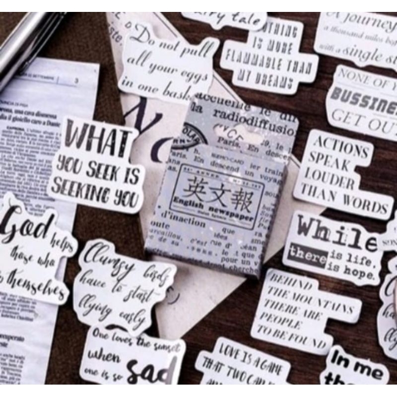 

Q878 46 Pcs ENGLISH WORDS Deco Sticker Planner DIY Scrapbook Stiker Dekor Jurnal