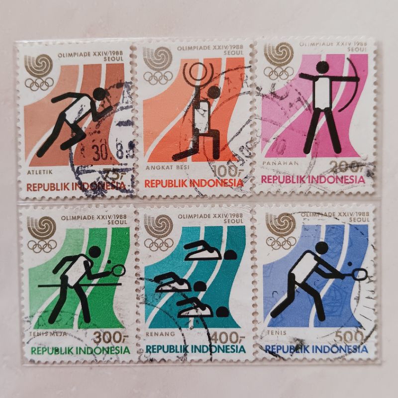 (AC) Perangko Indonesia 1988 Olimpiade XXIV Seoul Set Lengkap 6pcs Used