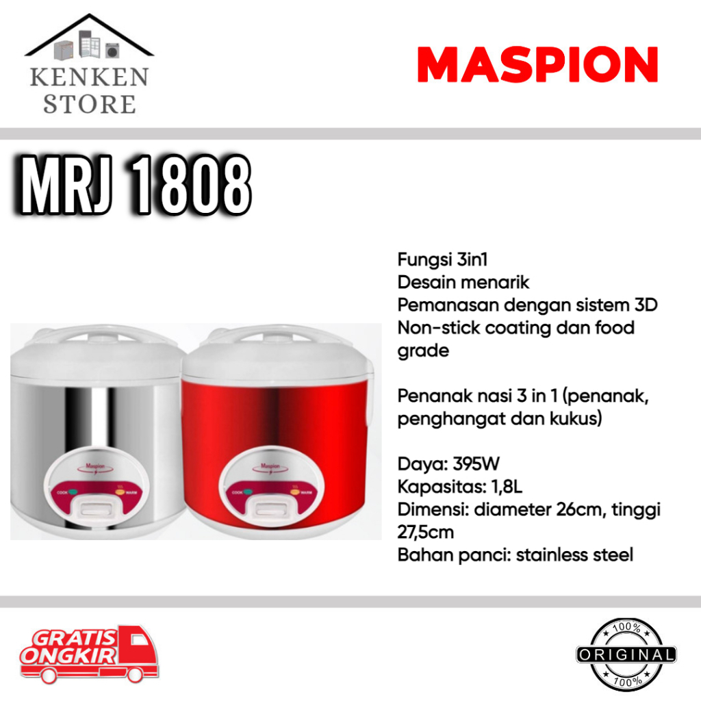 RICE COOKER MASPION MRJ1808 STAINLESS 1.8LITER