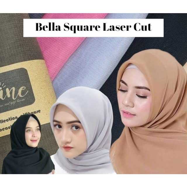 Jilbab Bella Square Laser Cut Hijab Segi Empat Bella Square Laser Cut Kerudung Laser Cut