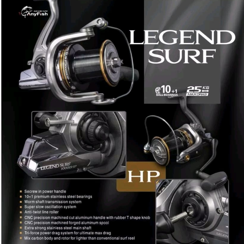 Reel Pasiran 8000 10000 12000 Anyfish Legend Surf Long Spool Power Handle Drag 25Kg