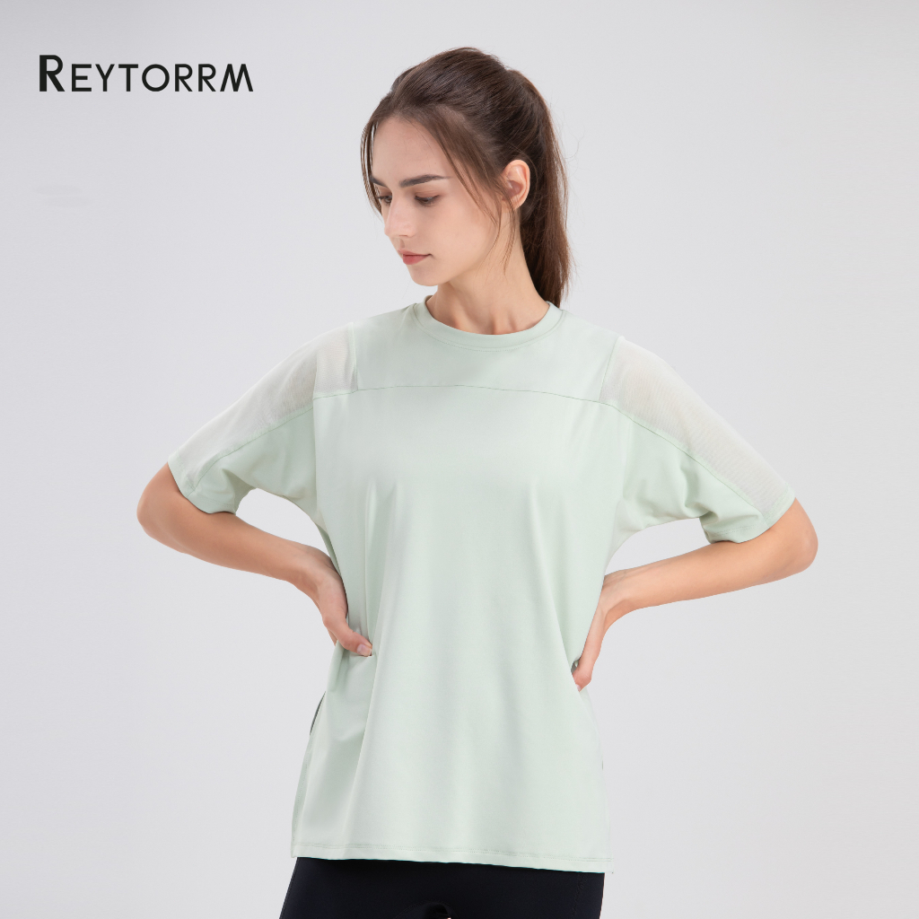 Reytorrm Kaos Sport Baju lengan Pendek Wanita Olahraga Gym Yoga T-shirt  Oversize（DX052) Image 6