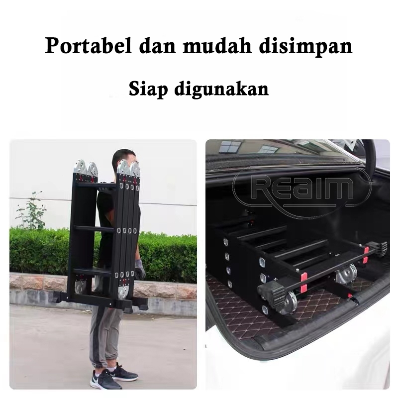 REAIM Tangga Lipat Aluminium Paduan Aluminium Teleskopik Tangga Teleskopik Multifungsi Tangga Lipat