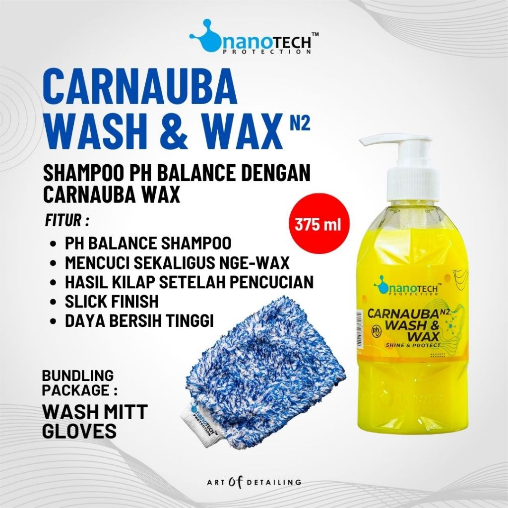 CARNAUBA WASH & WAX nanoTECH PROTECTION SHAMPOO CAR WASH MOBIL MOTOR
