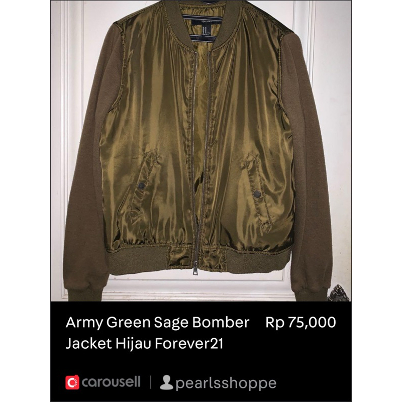 Forever 21 Bomber Jacket Army Green Sage