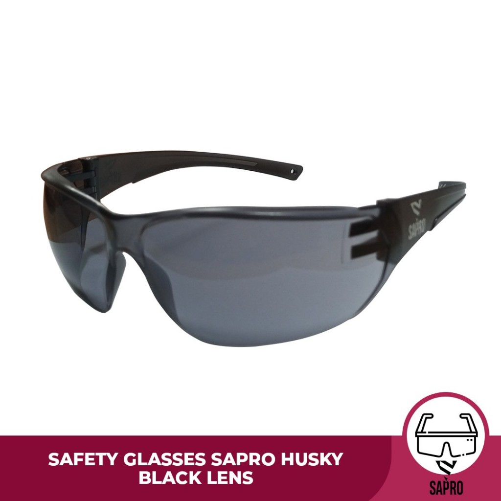 Kacamata Hitam Safety SAPRO SPY-0015-01 Husky Safety Glass Black Lens ANSI Z87
