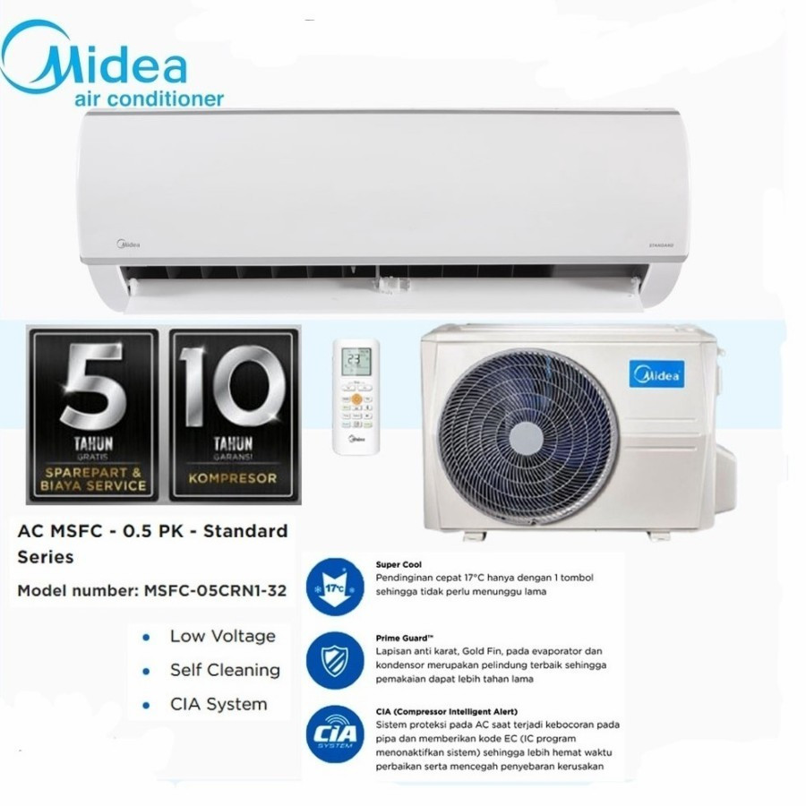 AC MIDEA MSFC05 + Pasang AC Split 1/2 pk