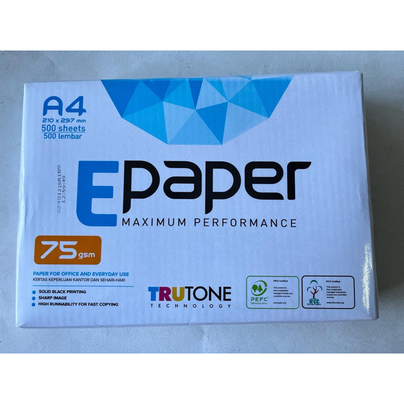 

[1 RIM 500 L] KERTAS A4 Epaper 75 GRAM , KERTAS HVS Epaper A4 , KERTAS FOTOCOPY , KERTAS HVS MURAH , A4 MURAH