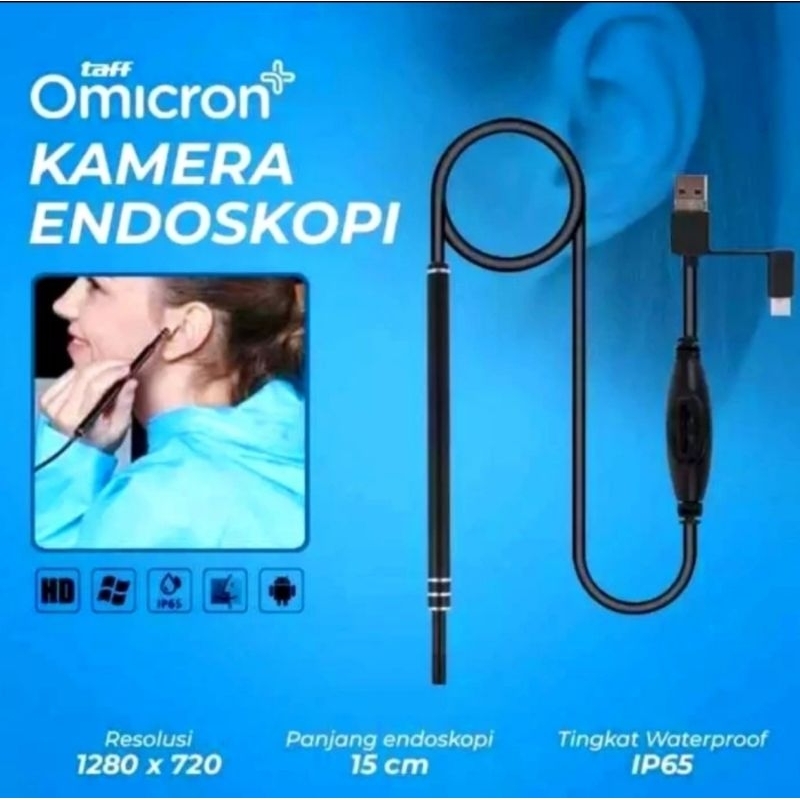 Pembersih Telinga Korek Kuping Kamera Endoskopi HD mrek Taffomicron Endoscope Usb & Tipe C
