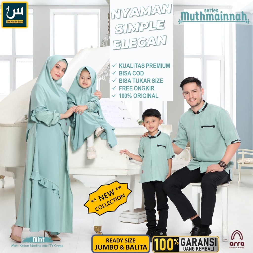 Muthmainnah Pakaian Baju Sarimbit Gamis Syari Kemeja Koko Kemko Kerudung Seragam Pengajian Lebaran M