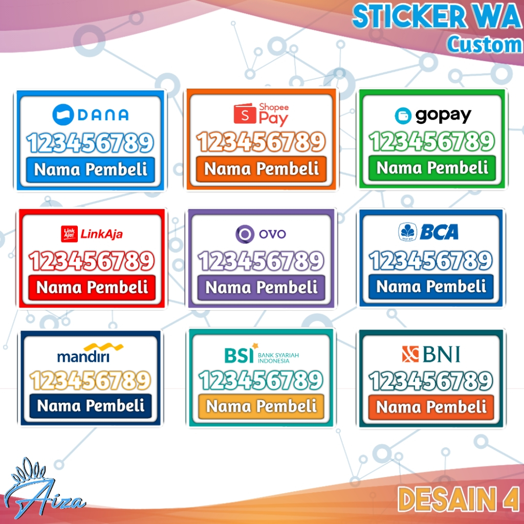 Jasa Custom Stiker Whatsapp Rekening Bank dan E-wallet