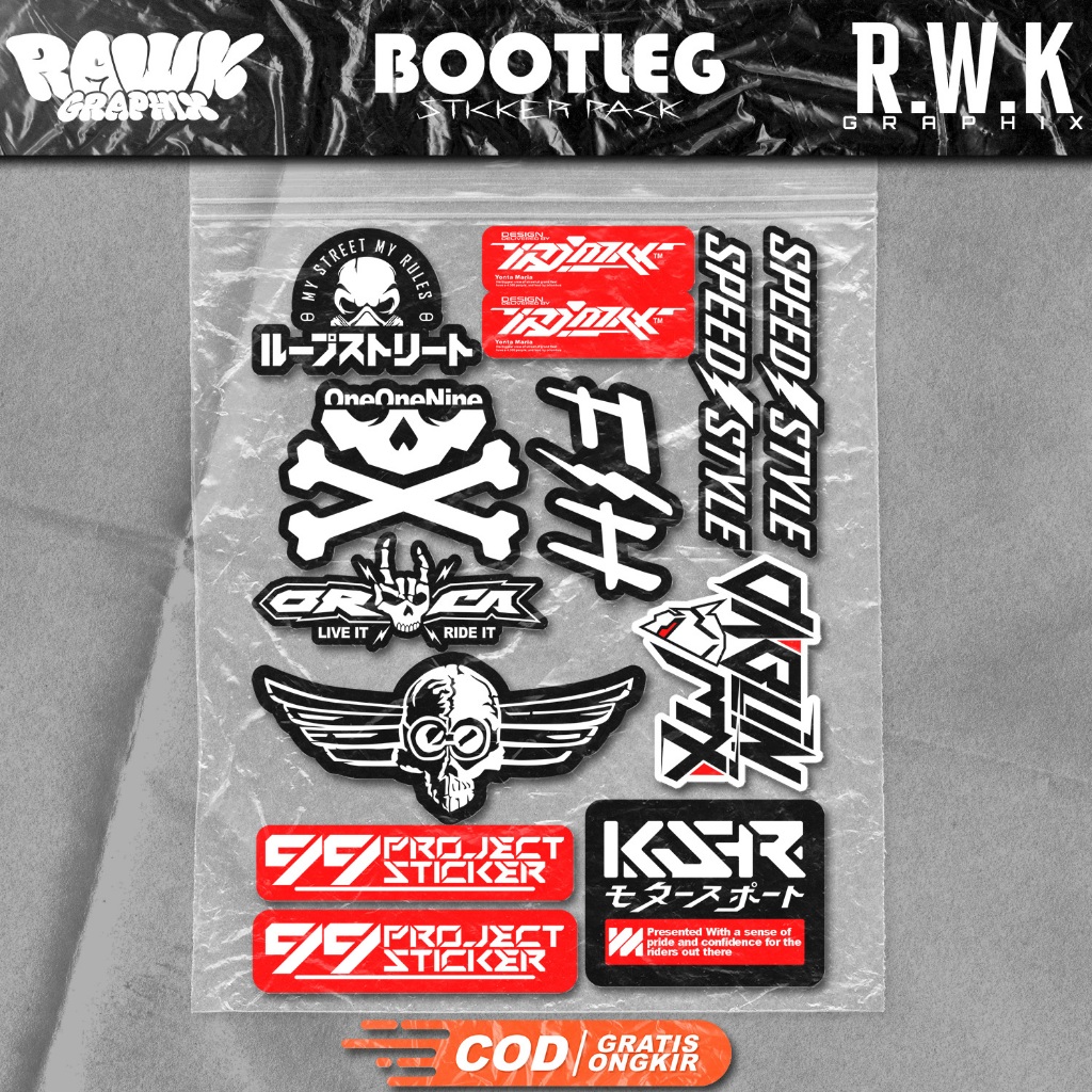 ( COD ) STIKER PACK 13 PCS STICKER SUPERMOTO GASTRAK FASTHOUSE ORCA RACING KSR ONEONENINE DABLIN MX 