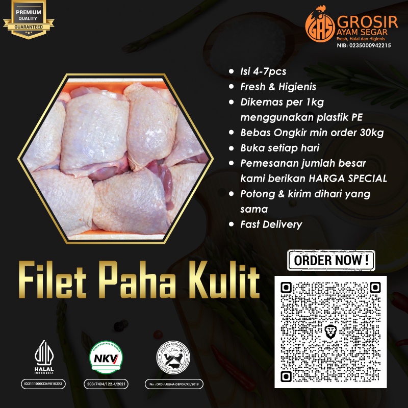

1212 SALE Daging Ayam Paha Fillet Boneless Dengan Kulit 1kg serbuuu