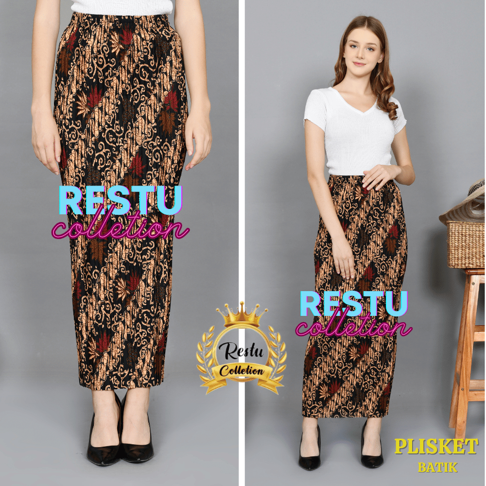 Rok Plisket Batik Panjang / Rok Batik / Rok Kebaya / Rok Wisuda / Bawahan Kebaya / Bawahan Batik Rea