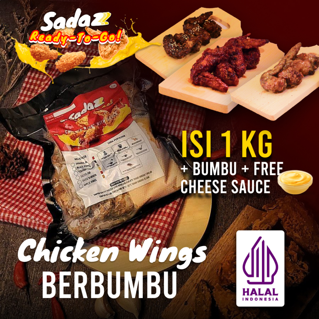 

Chicken Wings Frozen by Ayam Sadazzz - Sadazzz Ready to Go! - Sayap Ayam Berbumbu Siap Masak (1 KG)