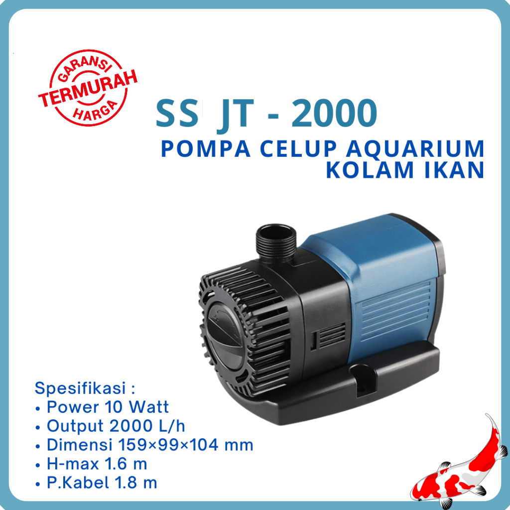 PUMPA LOW WATT 5UN SS JT-2000 Pompa Kolam Ikan Celup Submersible Pump JP-2000