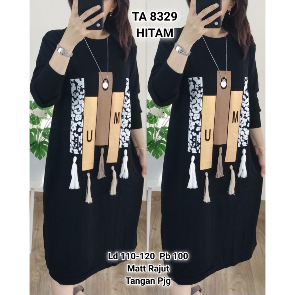 8329 Long Tunik Rajut Bangkok Rumbai