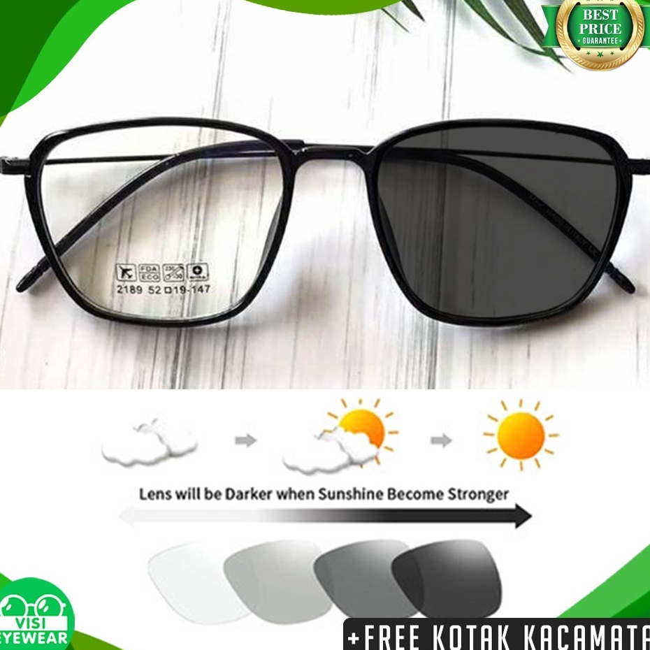 Sale Sekarang PROMO Kacamata 2189 Photocromic Anti Radiasi UV Model persegi Lentur Bahan Plastik TR 