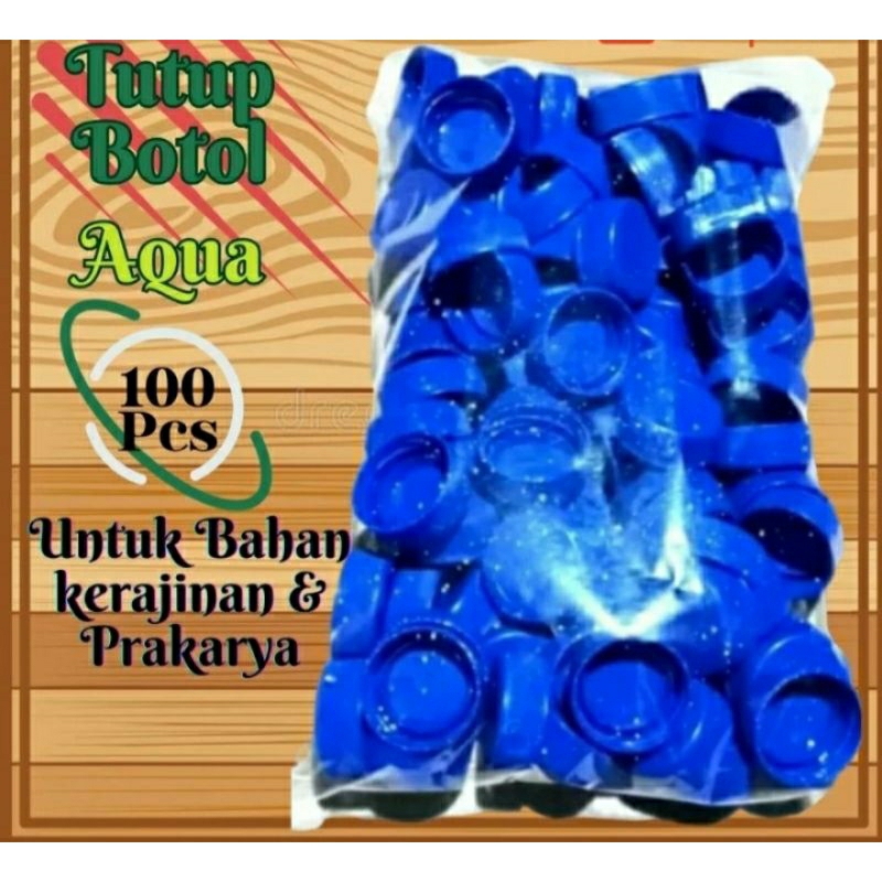100pcs tutup botol plastik biru