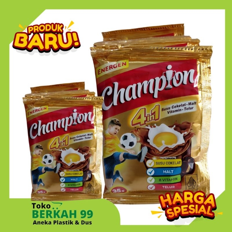 

ENERGEN CHAMPION minuman sereal coklat 5 pcs dan 10 pcs