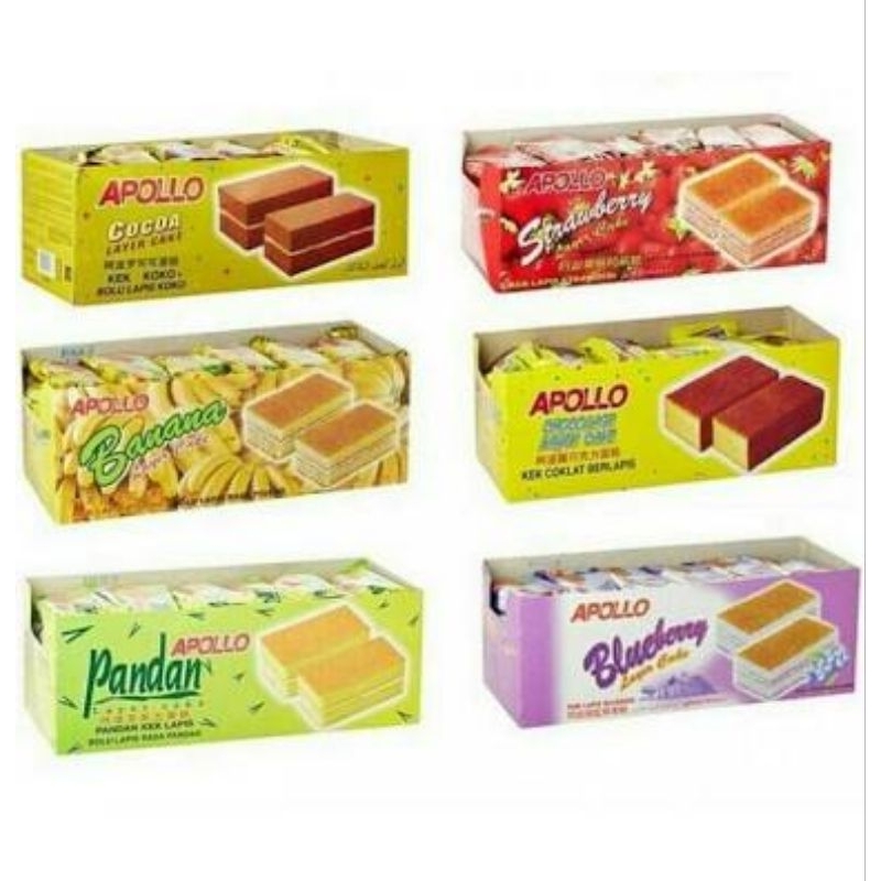 

APOLLO Layer Cake Coklat/ Pandan/ Cocoa/ Strawberry/ Blueberry 1 Box