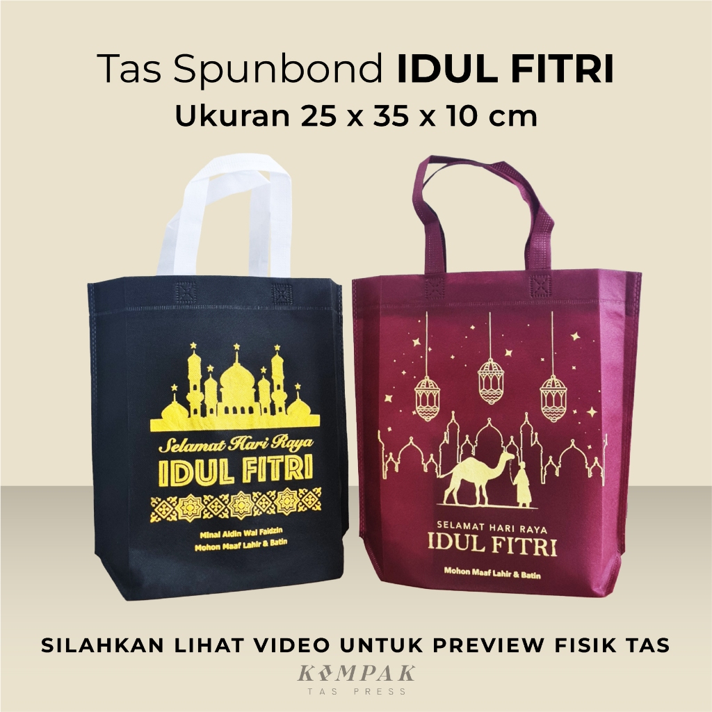 

Tas Idul Fitri Lebaran 25x35x8 cm Kantong Spunbond Goodie Bag Sablon