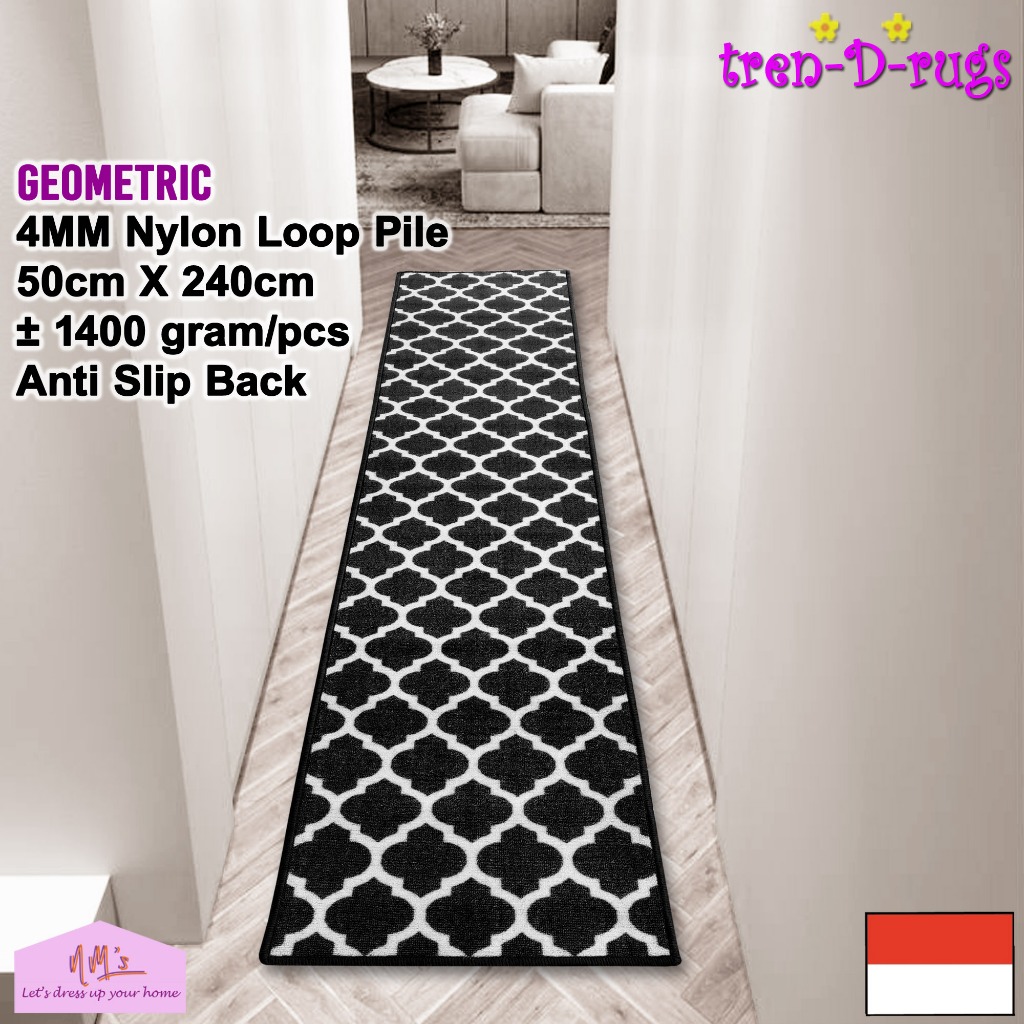 Tren-D-rugs Keset kaki sweden geometris dapur panjang lorong kitchen mat anti slip 50 x 240 cm - NMs