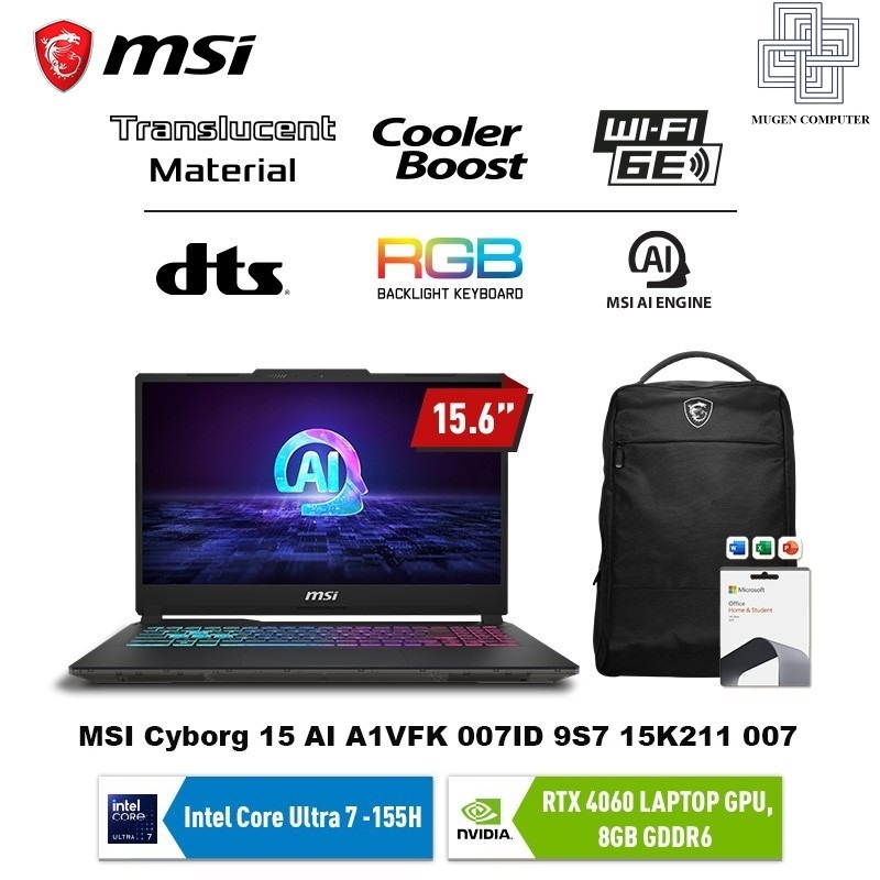 MSI Cyborg 15 AI A1VFK 007 Ultra 7 155H 16GB 1TB RTX4060 15.6" 144Hz