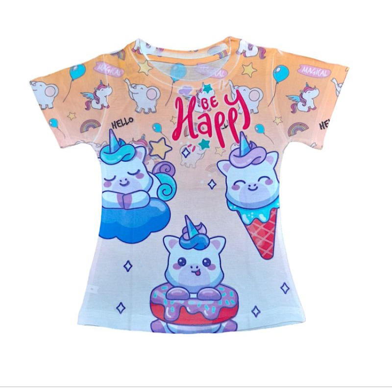 Kaos anak fullprint karakter unicorn bahan katun