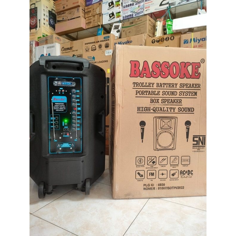 BASSOKE Speaker Portable 1506 15inch Singgle/Double BLUETOOTH