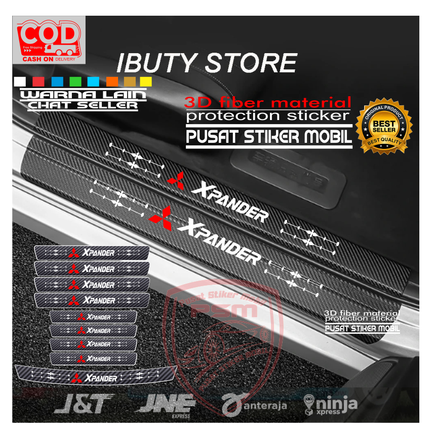 NEW Cutting Stiker Pelindung Pijakan Kaki Bawah Pintu Mobil Xpander Bahan Karbon 3D Tebal Anti Gores