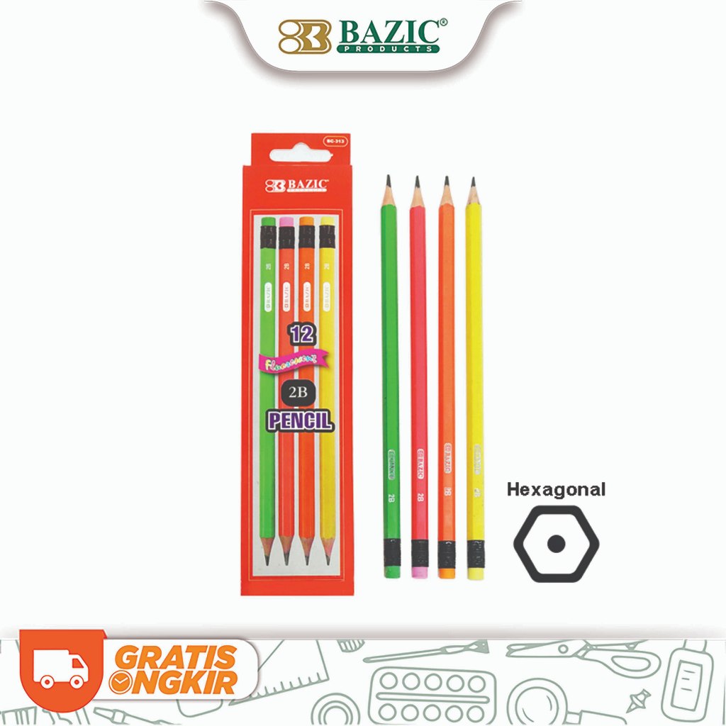 

Pensil 2B Bazic isi 12 / Pensil Kayu - Fluorescent Pencil