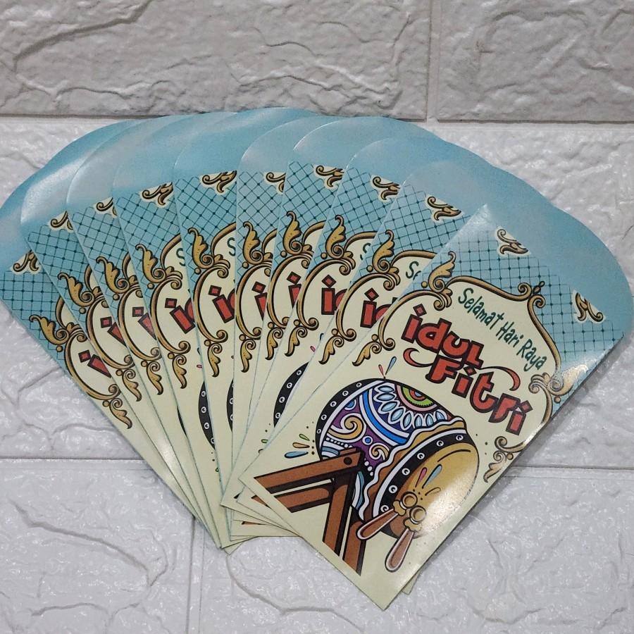 

Amplop lebaran idul fitri besar isi 10 bedug warna silhuet masjid